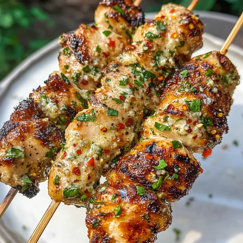 Garlic Parmesan Chicken Skewers