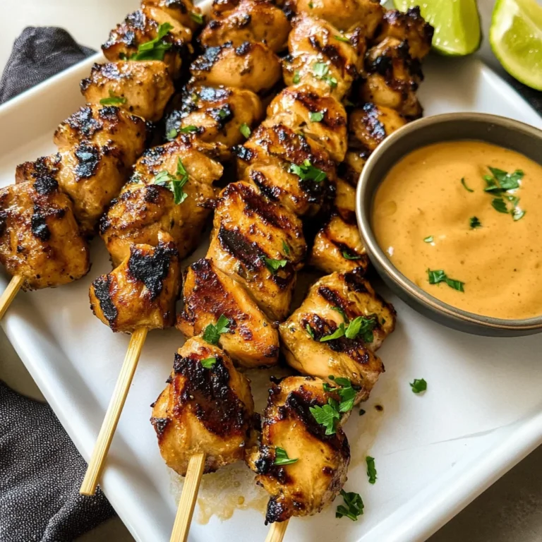 Thai Marinated Grilled Chicken Skewers with Peanut Sauce